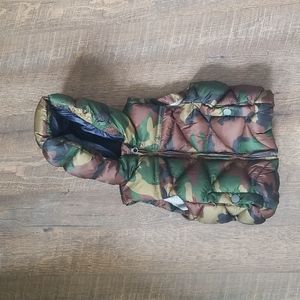 Zara Camo Print Snap Puffer Vest Olive Green Baby Sz 6 to 9M Camoflauge Vest